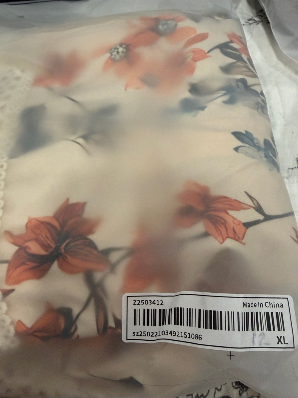SHEIN Cream Halter Mini Dress with Orange & Blue Floral Print - Picture 4 of 4